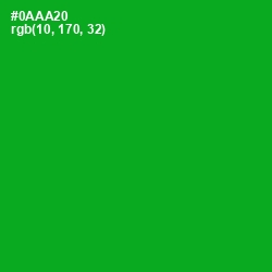 #0AAA20 - Forest Green Color Image