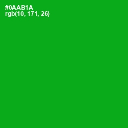 #0AAB1A - Forest Green Color Image