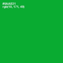 #0AAB31 - Forest Green Color Image