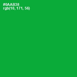 #0AAB38 - Forest Green Color Image