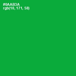 #0AAB3A - Forest Green Color Image