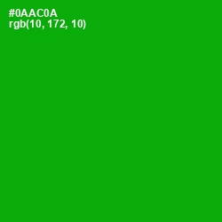 #0AAC0A - Forest Green Color Image