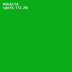 #0AAC1A - Forest Green Color Image