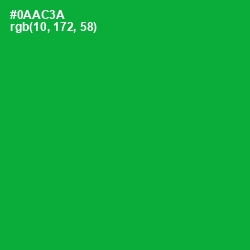 #0AAC3A - Forest Green Color Image