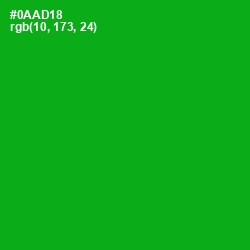 #0AAD18 - Forest Green Color Image