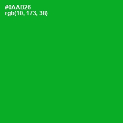 #0AAD26 - Forest Green Color Image