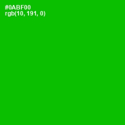 #0ABF00 - Forest Green Color Image
