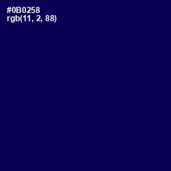 #0B0258 - Gulf Blue Color Image