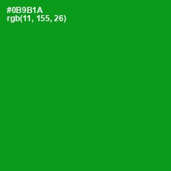#0B9B1A - Forest Green Color Image
