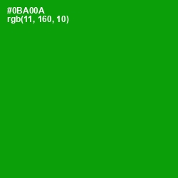 #0BA00A - Forest Green Color Image