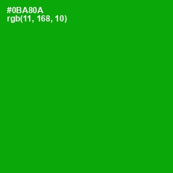 #0BA80A - Forest Green Color Image