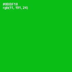 #0BBF18 - Forest Green Color Image