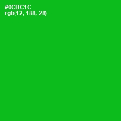 #0CBC1C - Forest Green Color Image