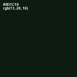 #0D1C10 - Racing Green Color Image