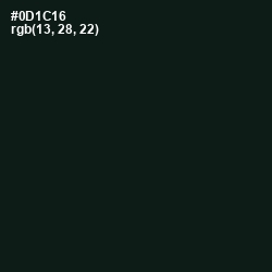 #0D1C16 - Racing Green Color Image