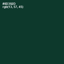 #0D392D - Bottle Green Color Image