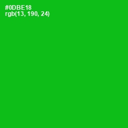 #0DBE18 - Forest Green Color Image