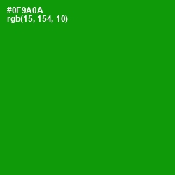 #0F9A0A - Forest Green Color Image