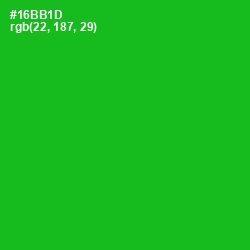 #16BB1D - Forest Green Color Image