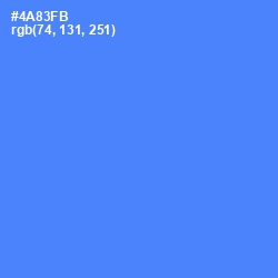 #4A83FB - Cornflower Blue Color Image