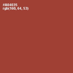 #A04035 - Medium Carmine Color Image