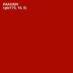 #AA0A00 - Bright Red Color Image