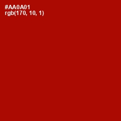 #AA0A01 - Bright Red Color Image