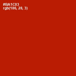 #BA1C03 - Milano Red Color Image
