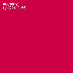 #CC0042 - Maroon Flush Color Image
