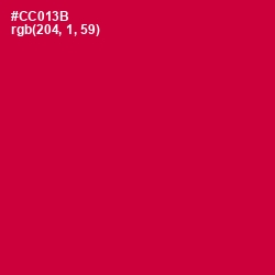 #CC013B - Crimson Color Image