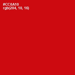 #CC0A10 - Monza Color Image