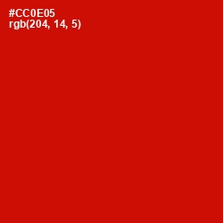 #CC0E05 - Monza Color Image