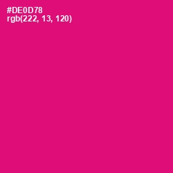 #DE0D78 - Razzmatazz Color Image