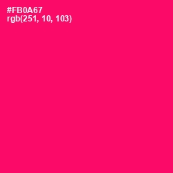 #FB0A67 - Rose Color Image