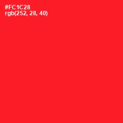 #FC1C28 - Torch Red Color Image