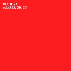 #FC1D21 - Torch Red Color Image