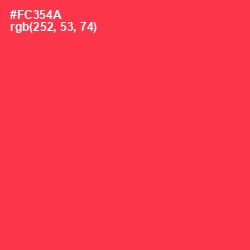 #FC354A - Radical Red Color Image