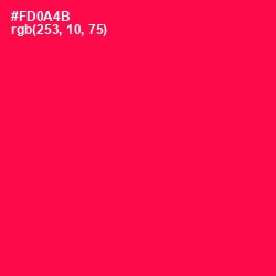 #FD0A4B - Razzmatazz Color Image