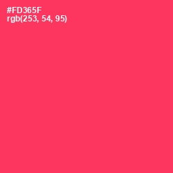 #FD365F - Radical Red Color Image