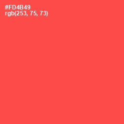 #FD4B49 - Sunset Orange Color Image