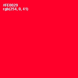 #FE0029 - Torch Red Color Image