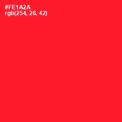 #FE1A2A - Torch Red Color Image