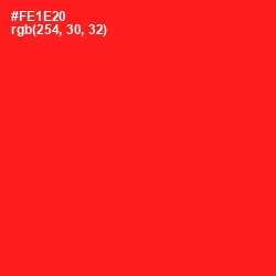 #FE1E20 - Torch Red Color Image