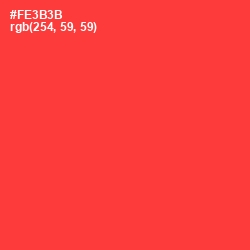 #FE3B3B - Red Orange Color Image