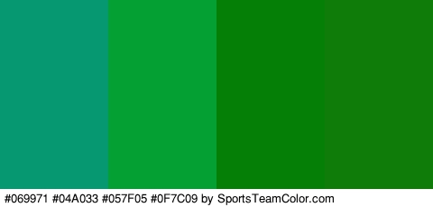 #069971 #04A033 #057F05 #0F7C09 Colors