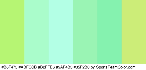 #B6F473 #ABFCCB #B2FFE6 #9AF4B3 #85F2B0 #CCED78 Colors