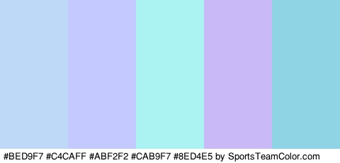 #BED9F7 #C4CAFF #ABF2F2 #CAB9F7 #8ED4E5 Colors