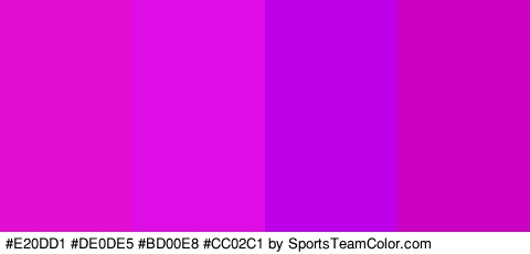 #E20DD1 #DE0DE5 #BD00E8 #CC02C1 Colors