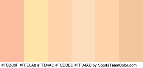 #FCBC9F #FFE6A8 #FFD4AD #FCDDBD #FFD4AD #F2C69F Colors