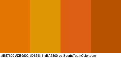 #E57600 #DB9602 #DB5E11 #BA5300 Colors